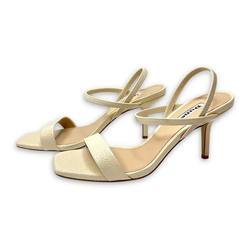 Dune London Methodical Ankle Strap Sandal 40 US 10 Ecru Neutral Reptile Heels